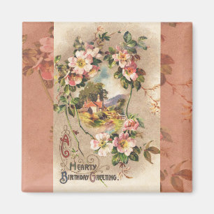 Imán Obra de Vintage Happy Birday Card