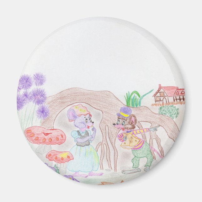 Imán Obras de arte de niños personalizados, dos ratones (Frente)