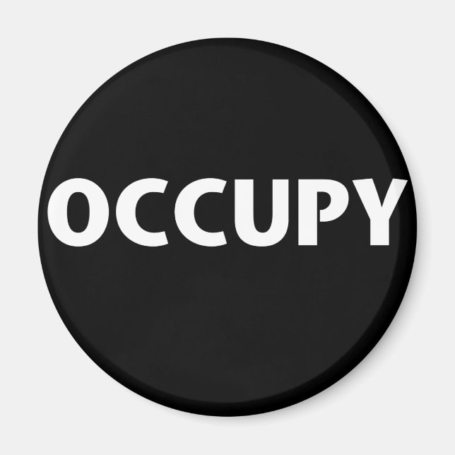 Imán Occupy (blanco sobre negro) (Frente)