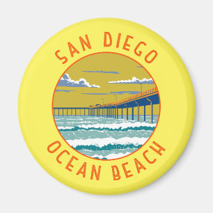 Imán Ocean Beach San Diego Travel Art Vintage