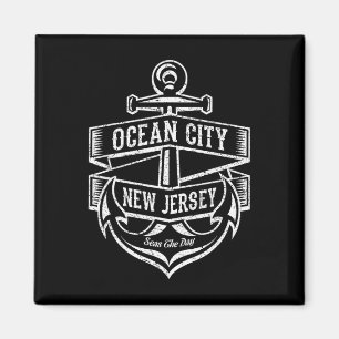 Imán Ocean City Nueva Jersey Nj Diseño De Ancla Vintage