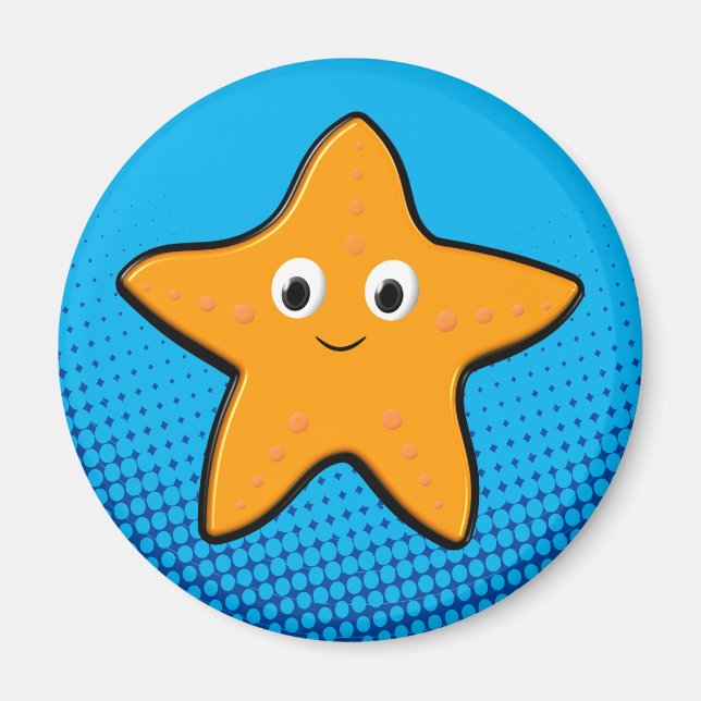 Imán Océano azul de dibujos de peces estelares (Frente)