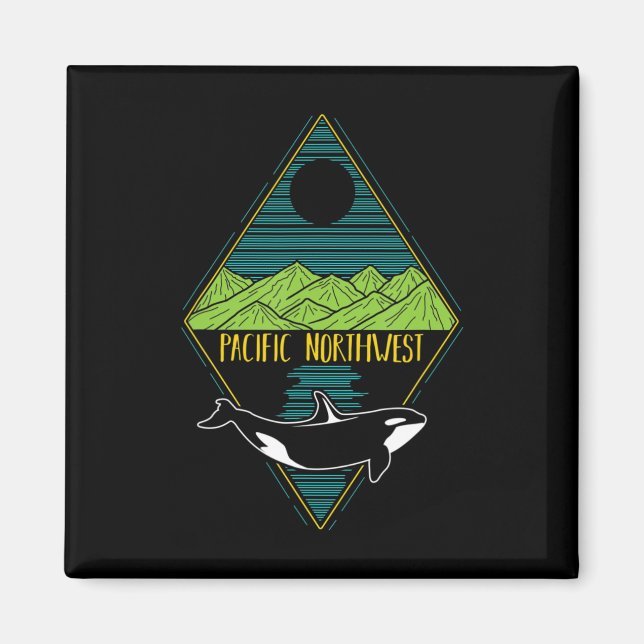 Imán Océano de montaña del Árbol de Ballenas del Noroes (Frente)