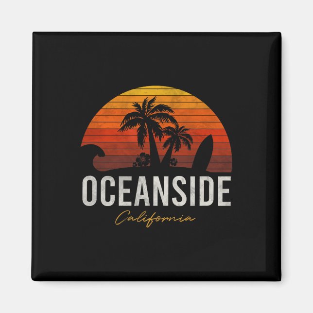 Imán Oceanside Beach California Palms Vacation Surf Sun (Frente)