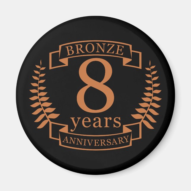 Imán Octavo aniversario de boda en bronce de ocho años (Frente)
