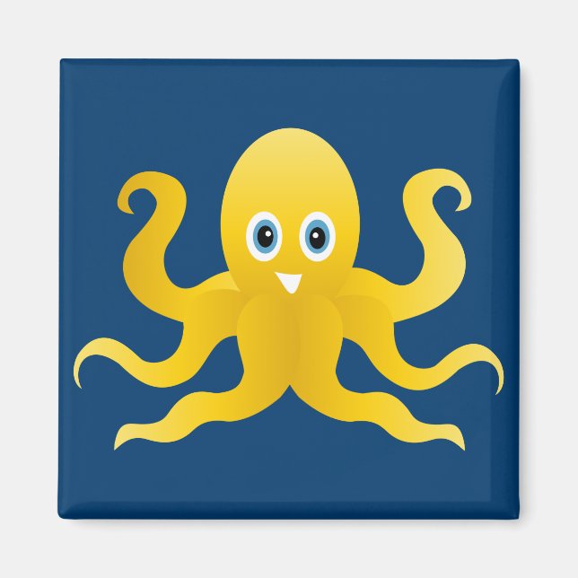 Imán Octopi amarillo divertido (Frente)