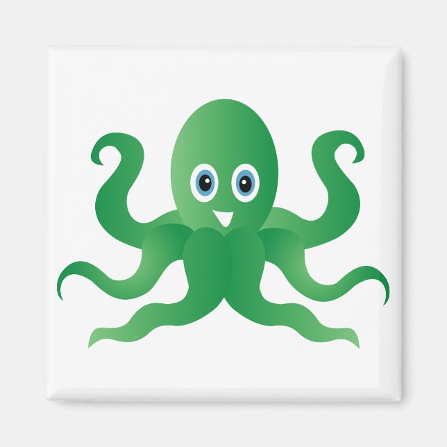 Imán Octopi verde divertido (Frente)