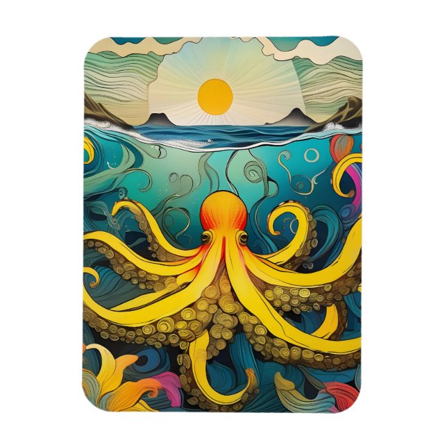 Imán Octopus amarillo (Vertical)