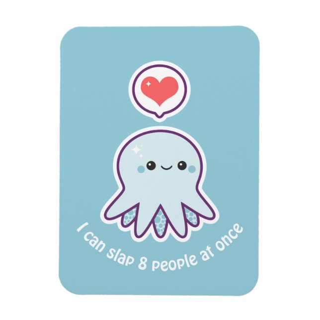 Imán Octopus azul de Kawaii (Vertical)