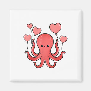 Imán Octopus con globos cardíacos pulpo Día de San Vale