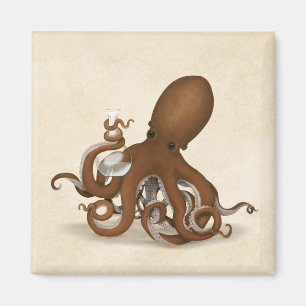Imán Octopus Con Matraz De Vidrio Química Steampunk