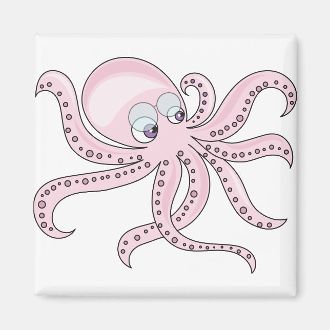 Imán Octopus rosa divertido (Frente)