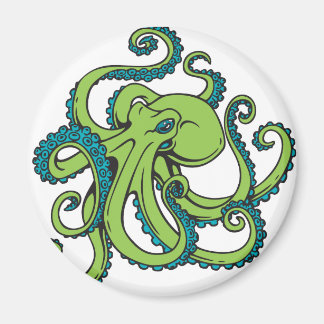 Imán Octopus verde y azul