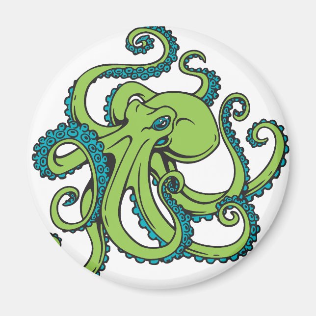 Imán Octopus verde y azul (Frente)
