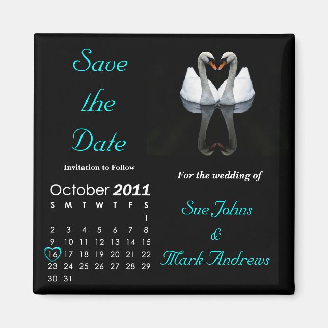 Imán Octubre de 2011 Guardar la fecha, Invitación Boda (Frente)