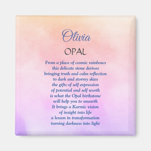 Imán Octubre Diseño de Birthstone Opal (Frente)