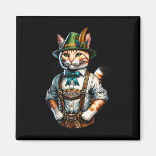Imán Octubre Fiesta Cat Funny German Bavarian Lederhose
