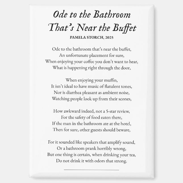 Imán Ode to the Bathroom That's Near the Buffet Poem (Anverso)