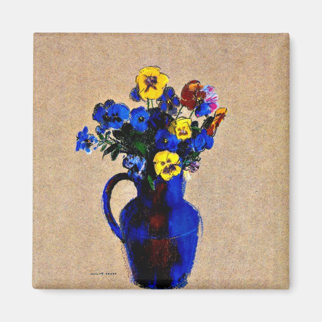 Imán Odilon Redon: Vase de flores-pansies (Frente)