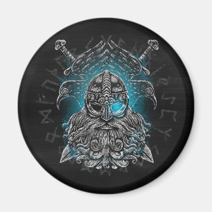 Imán Odin Cuervos y Espadas Ojo Luminoso Azul dios nórd