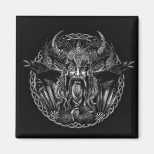 Imán Odin y sus cuervos Huginn y Muninn