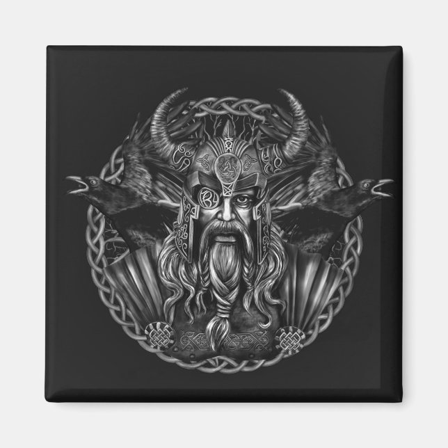 Imán Odin y sus cuervos Huginn y Muninn (Frente)