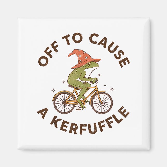 Imán Off To Cause A Kerfuffle Funny Cowboy Frog Meme  (Frente)