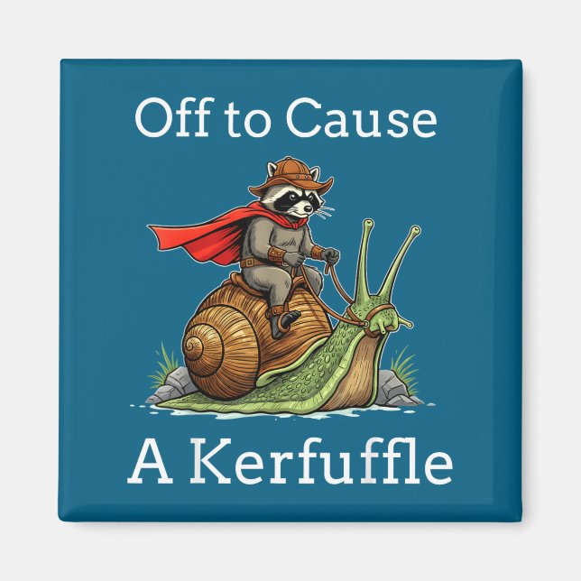 Imán Off To Cause A Kerfuffle Raccoon Whimsical Wizard  (Frente)