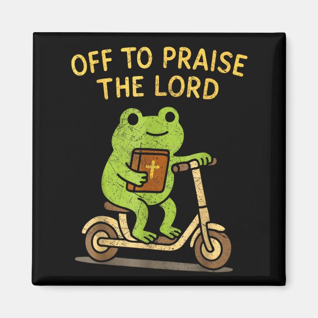 Imán Off To Praise The Lord Frog Christian  (Frente)
