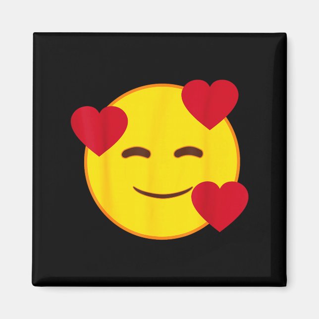 Imán Official Emoji Floating Hearts Yellow Smile Face  (Frente)