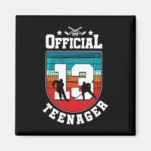 Imán Official Teenager 13th Birthday 13 Year Boy Hockey (Frente)