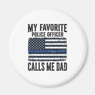 Imán Oficial de Policía Papá Línea Azul Delgada Vector