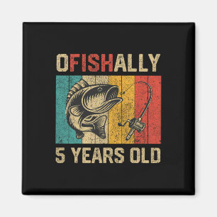 Imán Oficialmente 5 Años Cumpleaños Divertido Pesca Pes