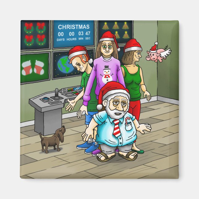 Imán Oficina de Navidad con Papá Noel (Frente)