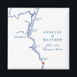 Imán Ogunquit Maine Map Elegant Wedding Favor<br><div class="desc">Estos imanes de boda Mapa de Ogunquit, Maine son perfectos para recibir a sus invitados fuera de la ciudad con regalos de bolsos de bienvenida, o para personalizares para su fiesta de bodas. El corazón está sobre Cliff House Maine, pero puedes mover el corazón haciendo clic en "Editar usando herramienta...</div>