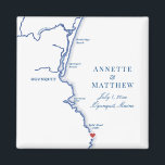 Imán Ogunquit Maine Map Elegant Wedding Favor<br><div class="desc">Estos imanes de boda Mapa de Ogunquit, Maine son perfectos para recibir a sus invitados fuera de la ciudad con regalos de bolsos de bienvenida, o para personalizares para su fiesta de bodas. El corazón está sobre Cliff House Maine, pero puedes mover el corazón haciendo clic en "Editar usando herramienta...</div>