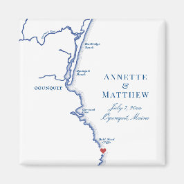 Imán Ogunquit Maine Map Elegant Wedding Favor