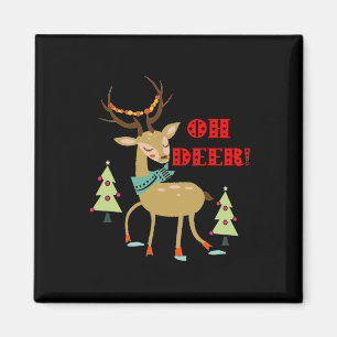 Imán ¡Oh ciervo! Navidades Venados Con Regalo De Árbole