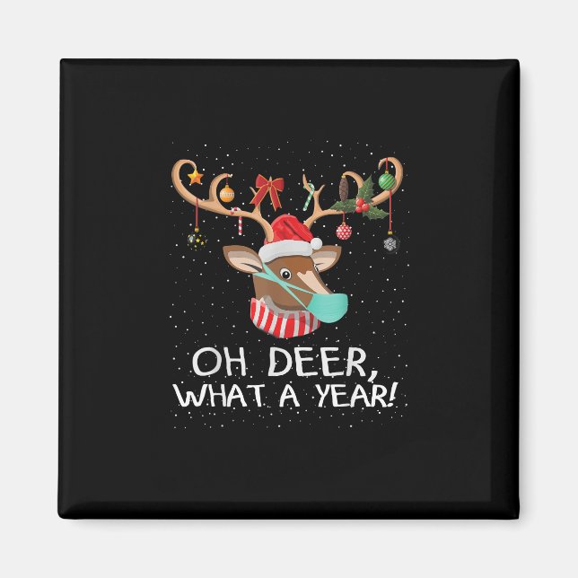 Imán Oh Ciervo Qué Año Navidad Estilo Familiar  (Frente)