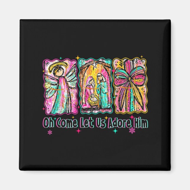 Imán Oh Come Let Us Adore Him Christian Christmas Coque (Frente)