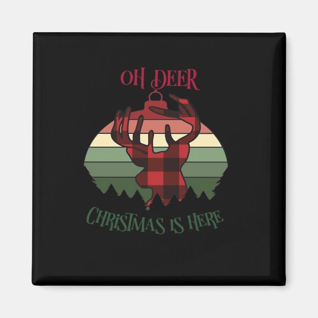 Imán Oh Deer Christmas Is Here Joyful Aesthetic  (Frente)
