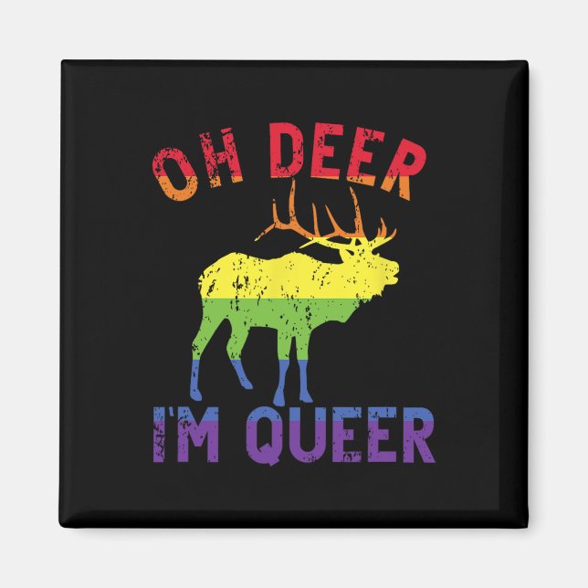 Imán Oh Deer Im Queer Rainbow Lgbt Orgullo Gay Panual L (Frente)