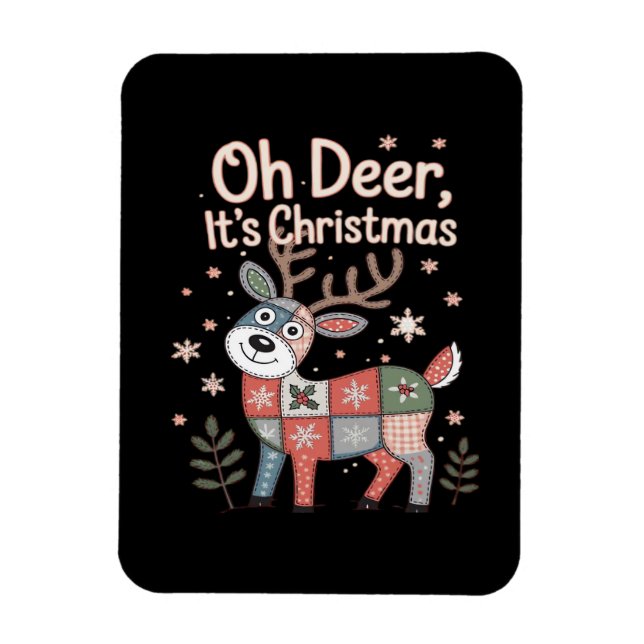 Imán Oh Deer Its Christmas Miniature Patchwork Squares (Vertical)