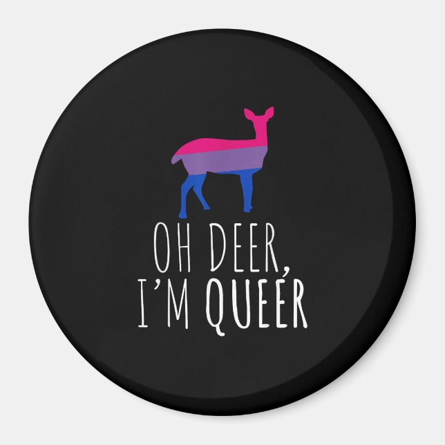 Imán Oh Deer Queer Bisexual Pride Gay Lesbian Design  (Frente)