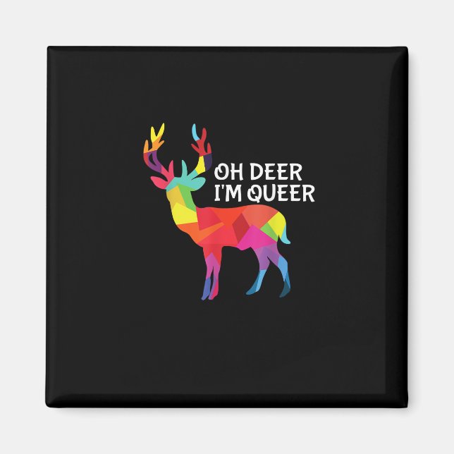 Imán Oh Deer Queer Funny Pun LGBT Pride Design (Frente)
