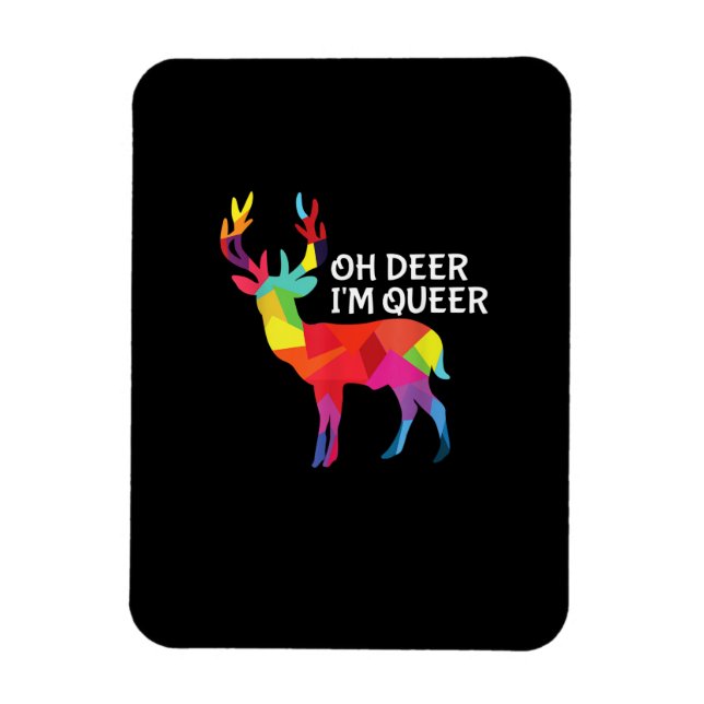 Imán Oh Deer Queer Funny Pun LGBT Pride Design (Vertical)