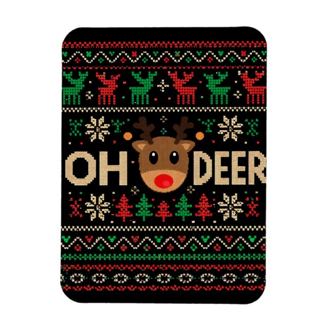 Imán Oh Deer Ugly Christmas Sweater Puzzle (Vertical)
