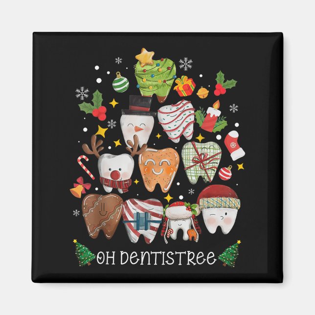 Imán Oh Dentistree Merry Christmas Dental Funny Teeth T (Frente)