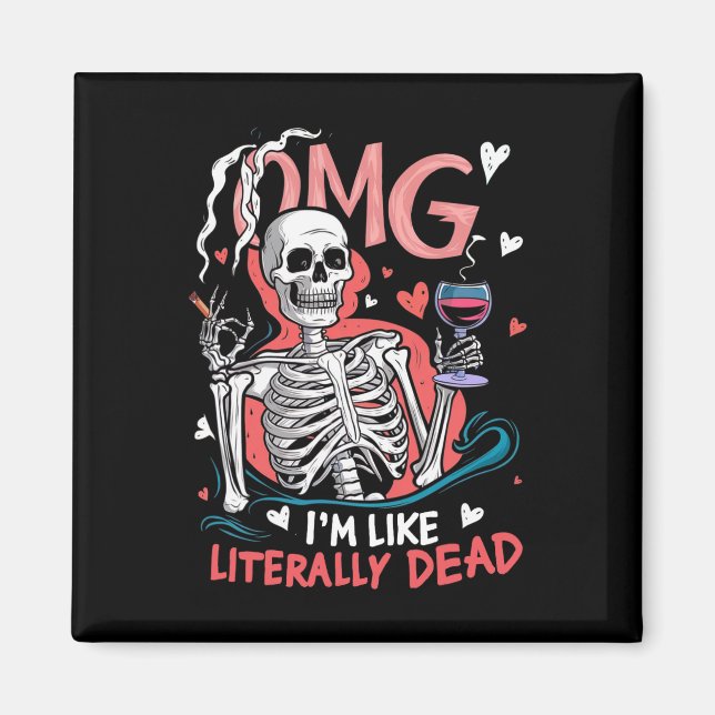 Imán Oh Dios mío, soy como el divertido Skeleton Hallow (Frente)