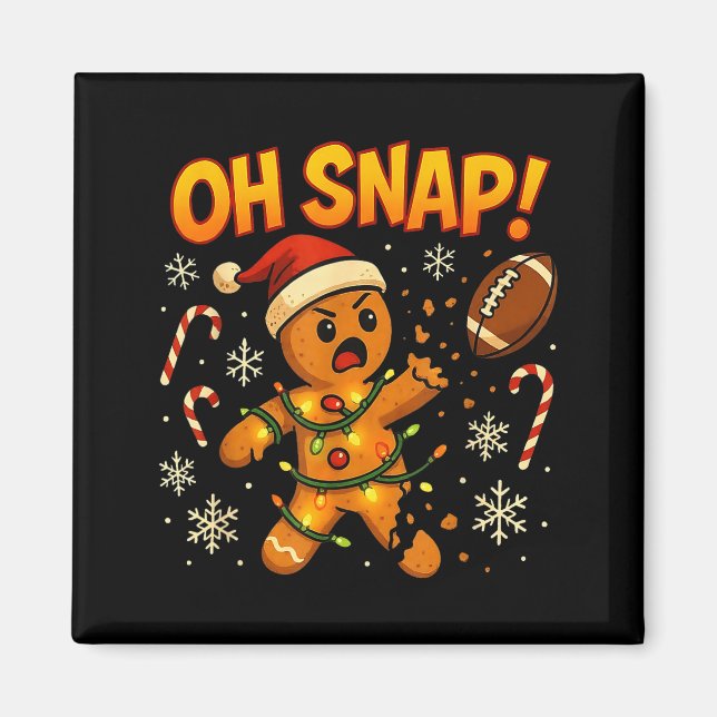 Imán Oh Snap Funny Gingerbread Football Christmas Light (Frente)